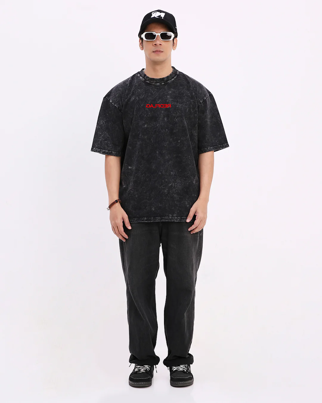 Red flag- Unisex Acid Washed Oversized Tee