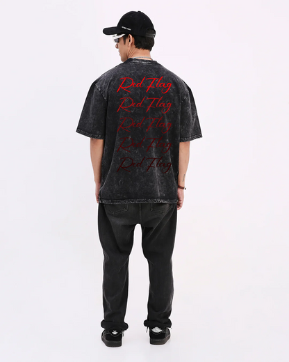 Red flag- Unisex Acid Washed Oversized Tee